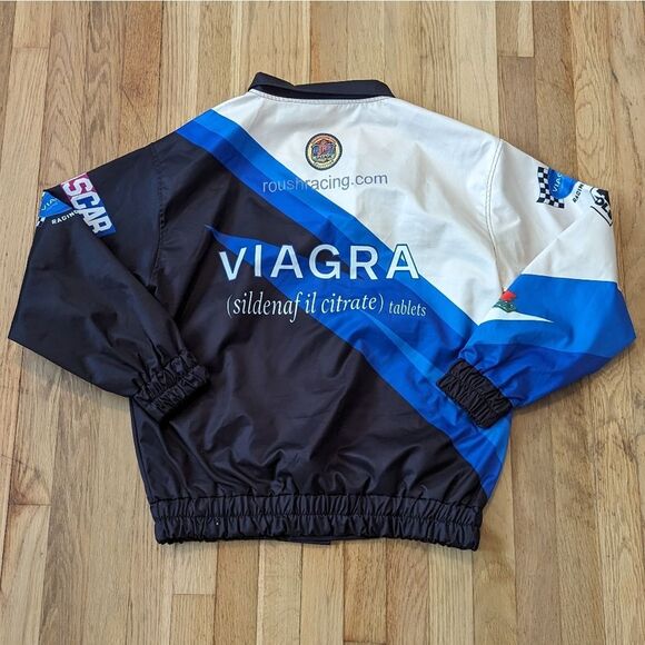 Vi agra Nylon Race Car Track Style Graphic Jacket Coat - Picture 2 of 3